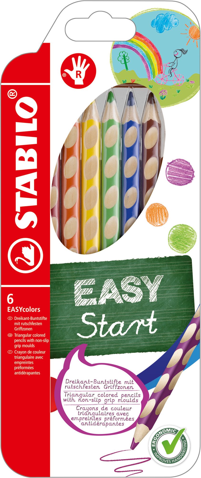 STABILO EASYcolors kirschrot Ergonomischer Buntstift für Linkshänder 6er Pack 