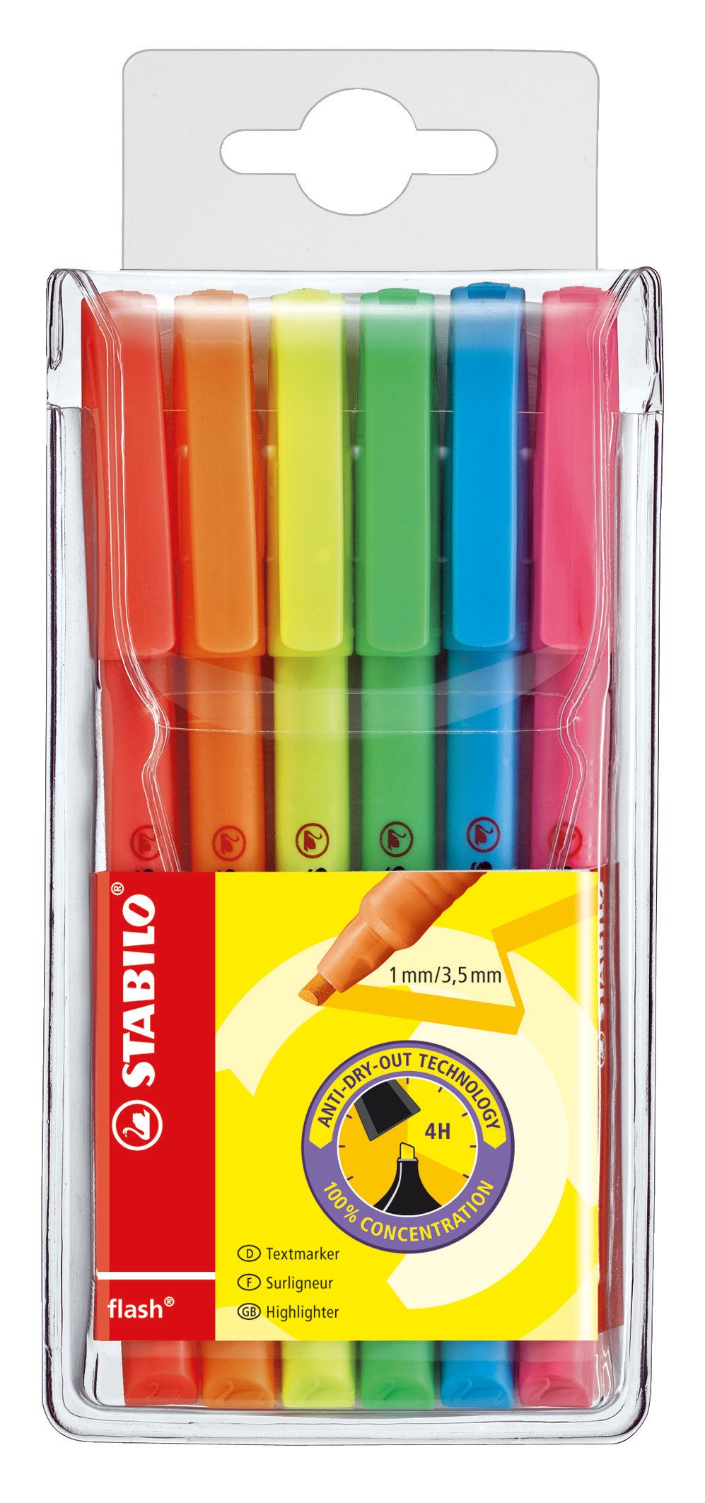 Highlighter STABILO flash - pack of 6