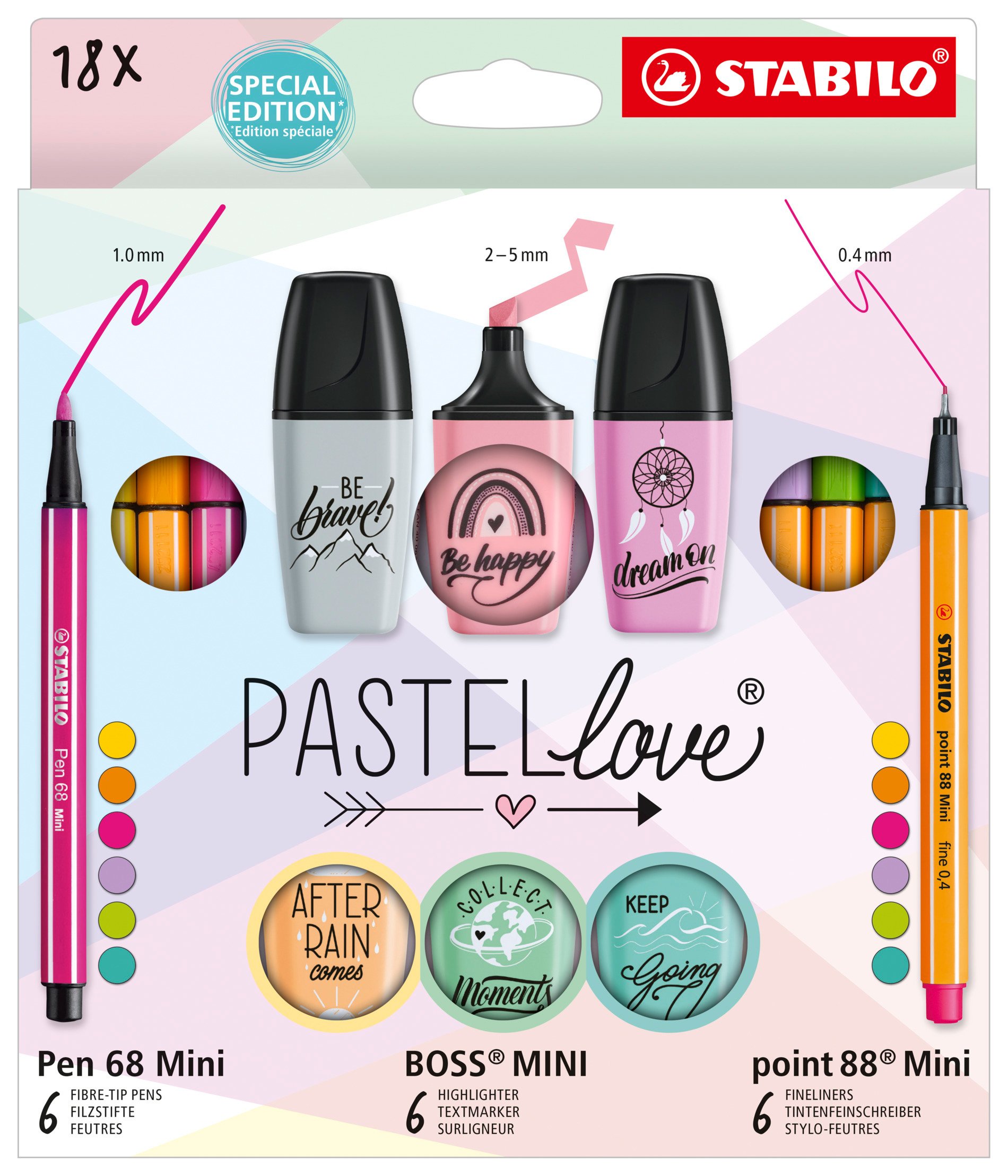 Mixed set STABILO Pastellove - wallet of 18 - gift pack