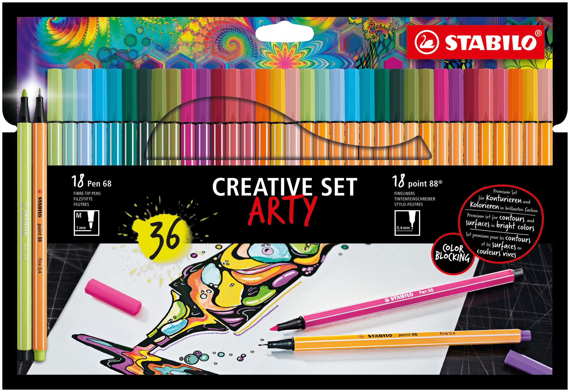 Premium Filzstift STABILO Pen 68 und Fineliner STABILO point 88 ARTY Creative Set