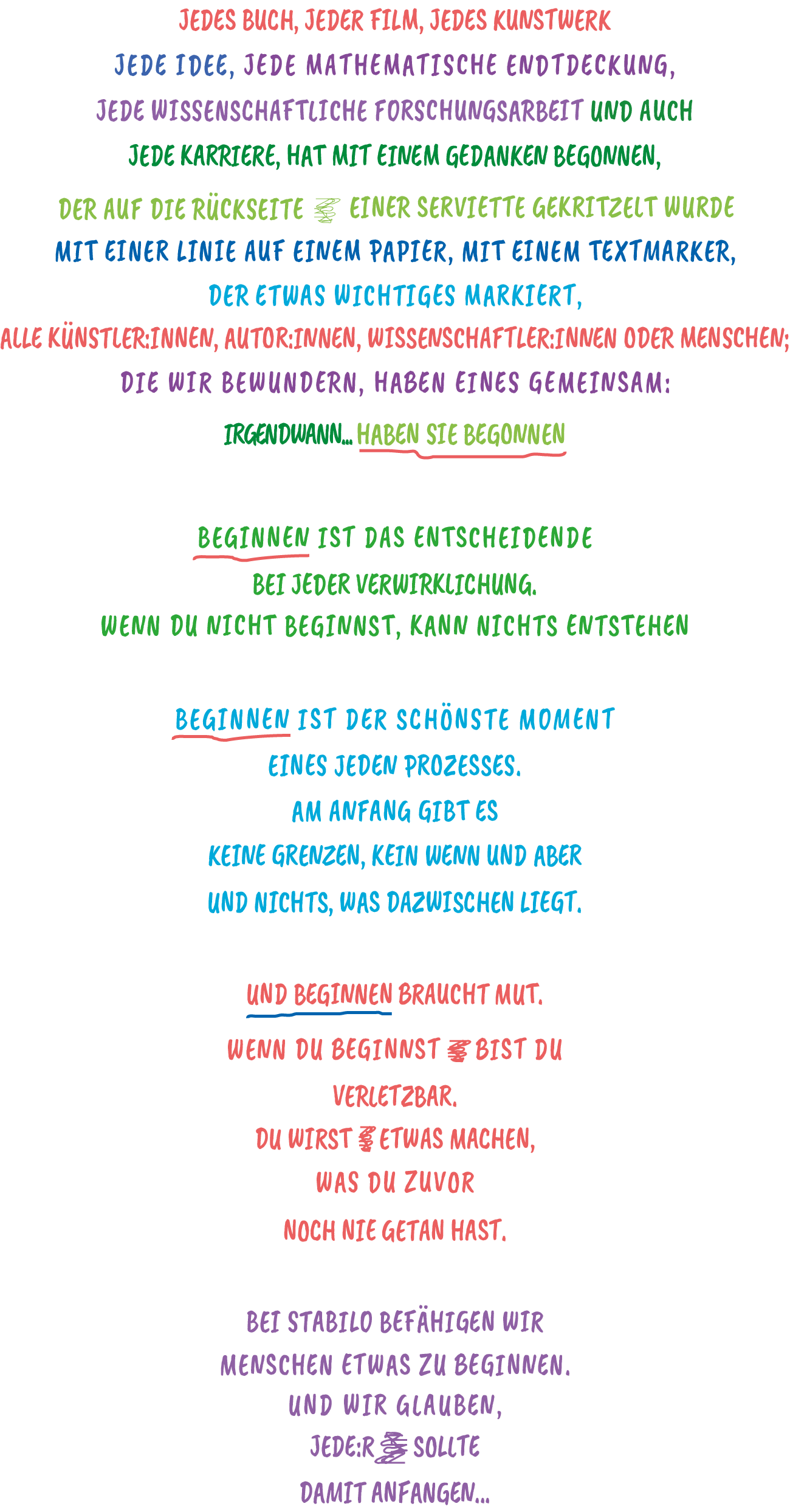Das START BEGINNING Manifest von STABILO