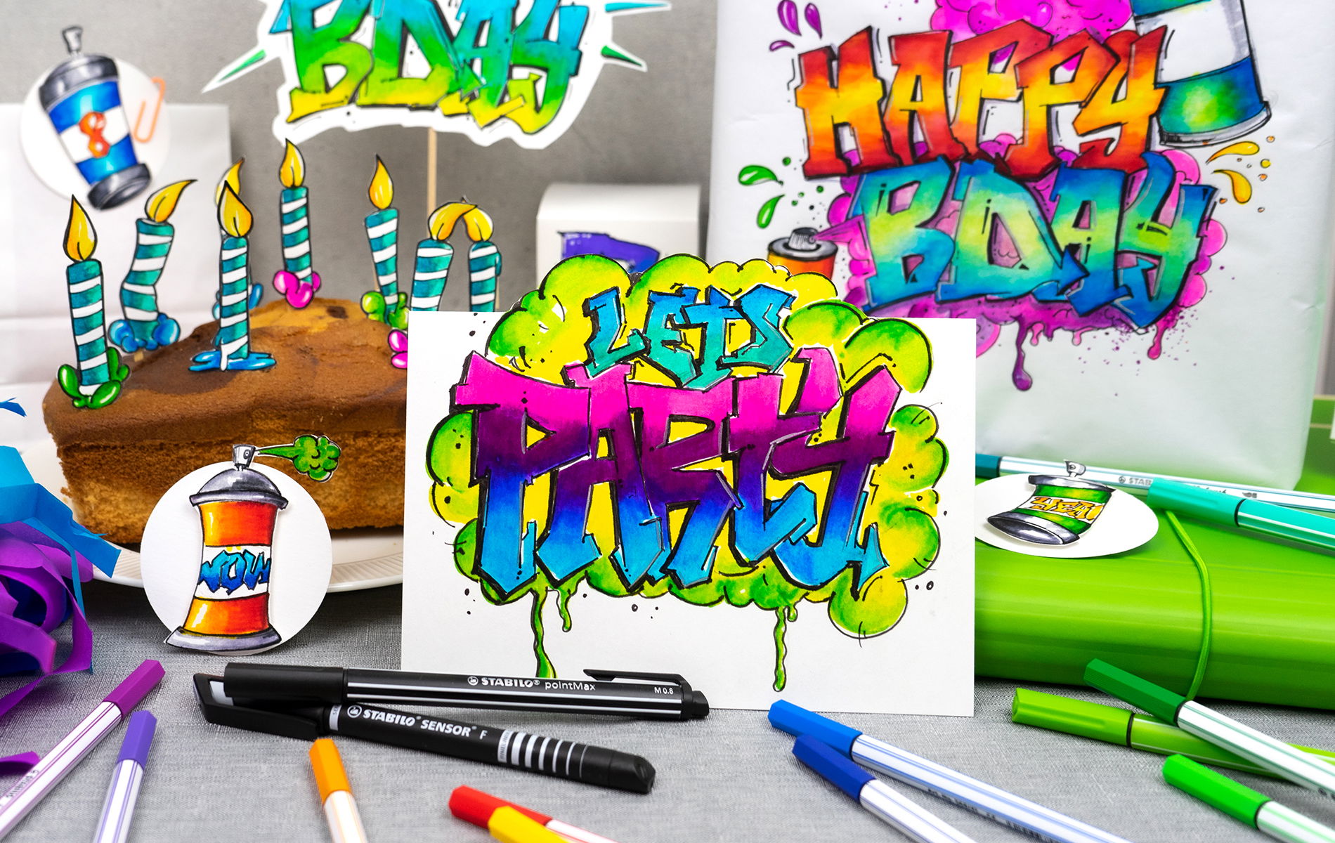 Geburtstagskarten im Graffiti-Style mit Pen 68 brush, pointMax und SENSOR