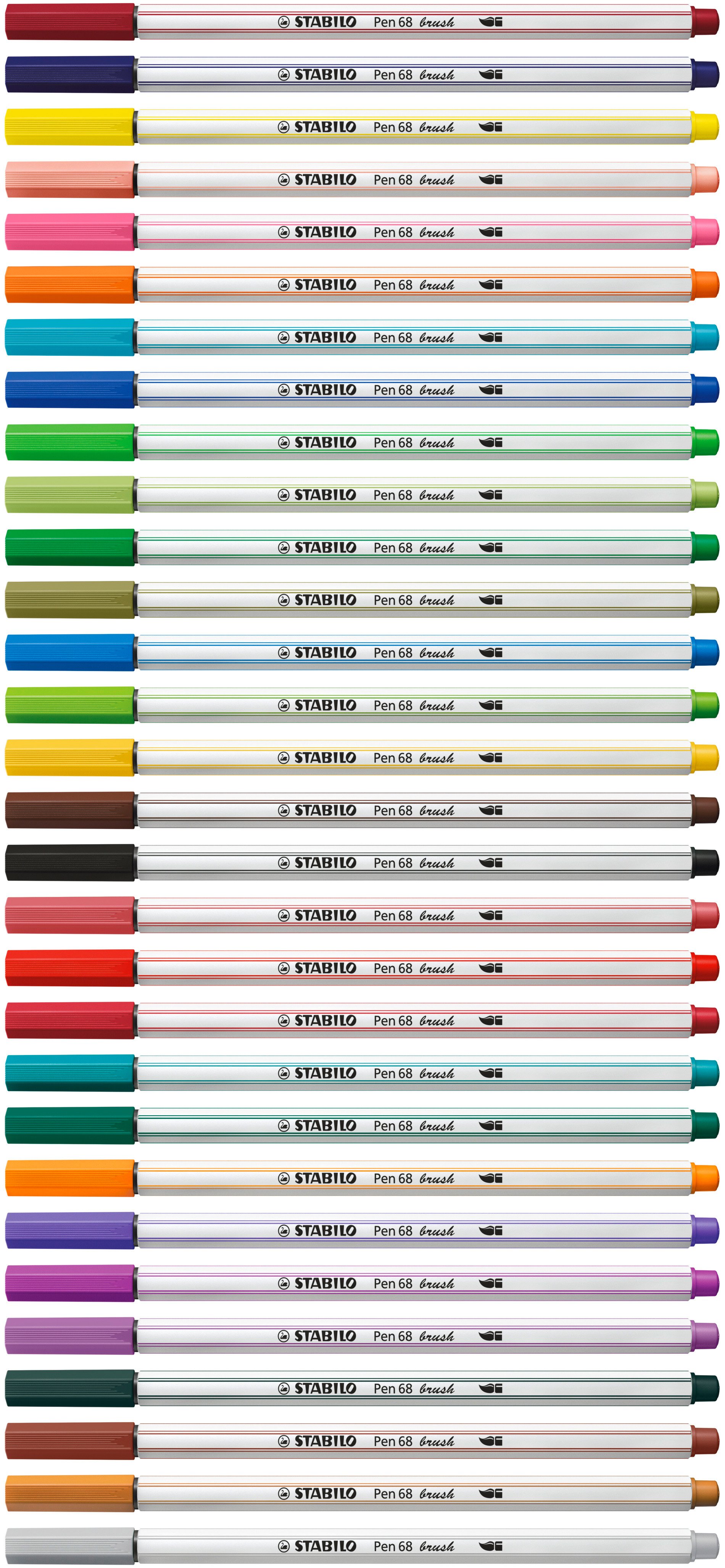 Premium Fibre-tip Pen STABILO Pen 68 Brush Colouring Felt Tip Pens 1-3mm  Full Range Set of 19 Mixed Colours Stationery, Calligraphy -  Denmark