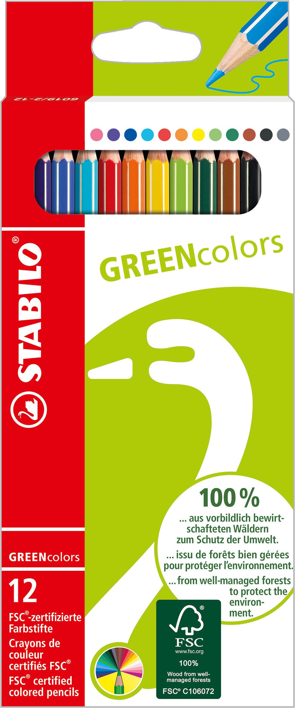 mit 12 verschiedenen Farben inklusive 2 Neonfarben 6x 12er Pack STABILO color Buntstift