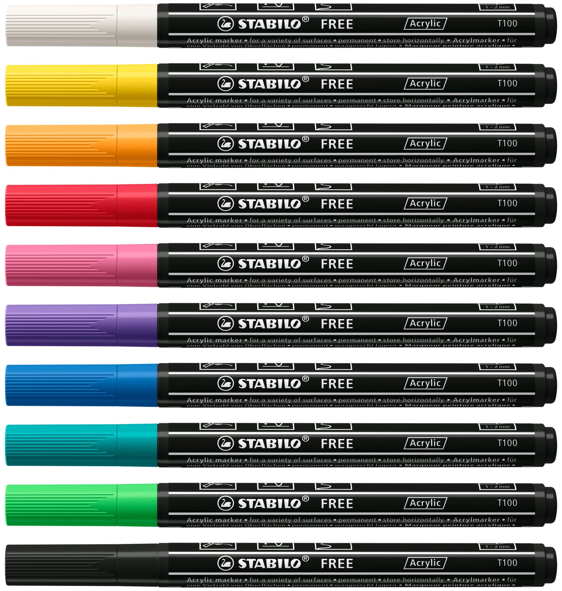 Marqueur acrylique T800C Stabilo Free - Pointe large - Plusieurs coloris  disponibles - Feutre multisupports - Creavea